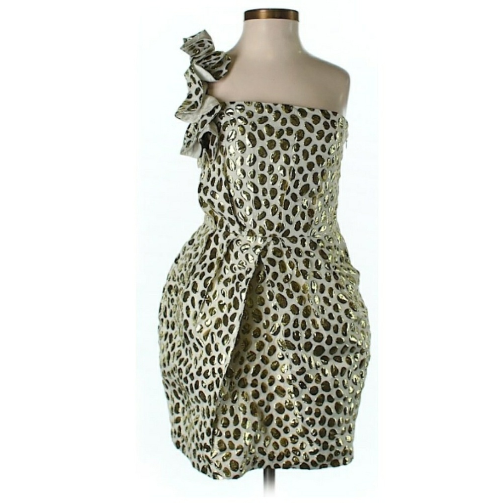 Aryn K Gold Metallic Cocktail Dress